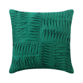 Dark Green Pintuck Block - Dark Green Cotton Linen Throw Pillow Cover