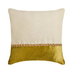 Jute Chartreuse Suit - Green & Beige Jute & Velvet Decorative Euro Sham
