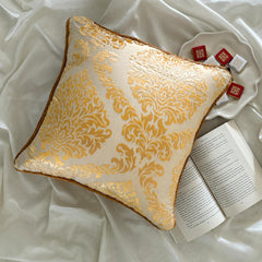 Blonde Damask - Gold Velvet Throw Pillow Cover
