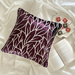 Plummy Leaves - Plum Velvet Throw Pillow Cover