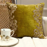 Gold Mythology Green Velvet Throw Pillow Cover