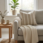 Beige Terra Stripe Throw Pillow Cover