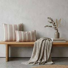 Pink Linen Throw Pillow Cover - Pink Terra Stripes
