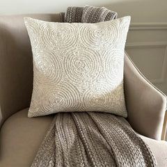 Ivory Swirls - Ivory Art Silk Decorative Euro Sham