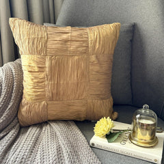 Dreamy Gold - Gold Crushed Art Silk Throw Pillow Cover