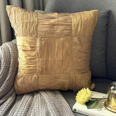 Dreamy Gold - Gold Crushed Art Silk Throw Pillow Cover
