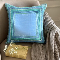Blue Celebrations - Aqua Blue Art Silk Throw Pillow Cover