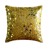 The Gold Mosiac - Gold Art Silk Throw Pillow Cover