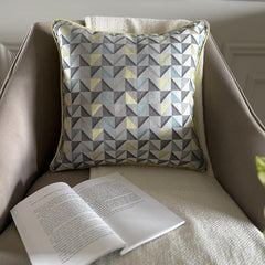 Yellow Moire Effects - Yellow Jacquard Silk Throw Pillow Cover