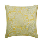 Paisley Yellow Scents - Yellow Jacquard Silk Throw Pillow Cover