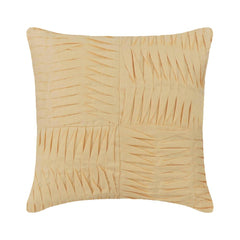 Yellow Pintuck Block - Pastel Yellow Cotton Linen Throw Pillow Cover