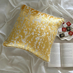 Mimosa Yellow Drops - Mimosa Yellow Burnout Velvet Throw Pillow Cover