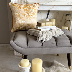 Blonde Damask - Gold Velvet Throw Pillow Cover