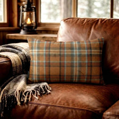 Plaidflow Orange - Orange Velvet Winter Plaid Lumbar Pillow Cover