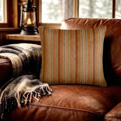 Stripe Flow Orange - Orange Velvet Stripes Throw Pillow Cover