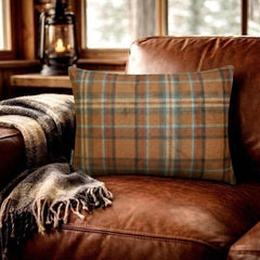 Plaidflow Orange - Orange Velvet Winter Plaid Lumbar Pillow Cover