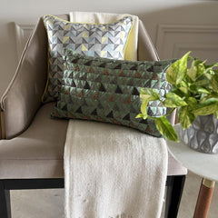 Yellow Moire Effects - Yellow Jacquard Silk Throw Pillow Cover