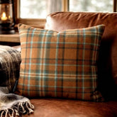 Plaidscape Orange - Orange Velvet Winter Plaid Throw Pillow Cover