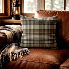 Plaidscape Gray - Gray Velvet Winter Plaid Throw Pillow Cover