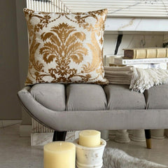 Gold Festive - White Velvet Decorative Euro Sham
