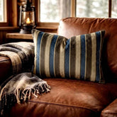 Linear Stripe Blue - Blue Velvet Christmas Striped Lumbar Pillow Cover