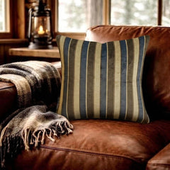 Stripe Flow Blue - Blue Velvet Stripes Throw Pillow Cover