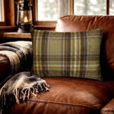 Plaidflow Olive - Green Velvet Winter Plaid Lumbar Pillow Cover