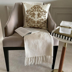 Gold Wedding - Ivory Silk Throw Pillow Cover