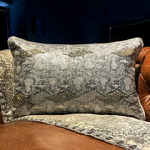 Animal Silver - Silver Faux Leather Lumbar Pillow Cover