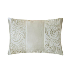 Ivory Satin Lumbar Pillow Cover - Ivory Heirloom Vine