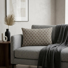 Gray Linen Lumbar Pillow Cover - Terra Lattice Lumbar