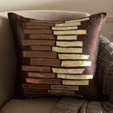 Metallic Ladder - Brown Art Silk Throw Pillow Cover