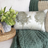 Green Jacquard Lumbar Pillow Cover - Misty Evergreen