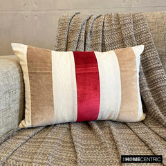 Swathe Cranberry - Red Linen & Velvet Lumbar Pillow Cover