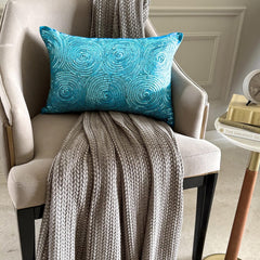 All Eyes on Aqua - Blue Silk Lumbar Pillow Cover
