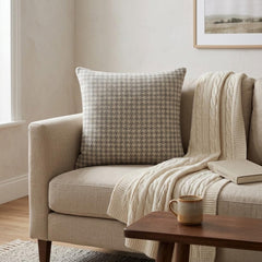 Gray Linen Lumbar Pillow Cover - Gray Houndstooth Lumbar