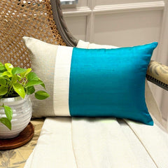 Turquoise Silk Essence - Turquoise Silk Lumbar Pillow Cover