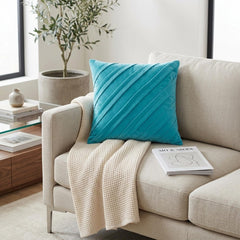 Contemporary Turquoise - Turquoise Blue Faux Suede Decorative Euro Sham