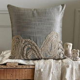 Silver Jute - Silver Art Silk Throw Pillow Cover