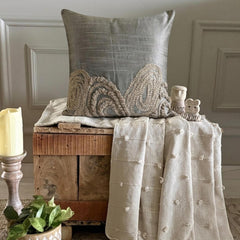 Silver Jute - Silver Art Silk Decorative Euro Sham