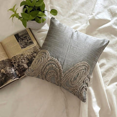 Silver Jute - Silver Art Silk Decorative Euro Sham