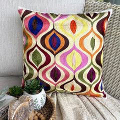 Multi Galore - Multicolor Art Silk Throw Pillow Cover