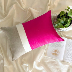 Fuchsia Silk Essence - Fuchsia Pink Silk Lumbar Pillow Cover