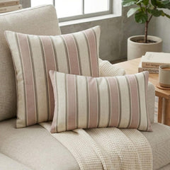 Pink Terra Stripes Lumbar Pillow Cover