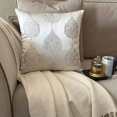 Gray Jacquard Throw Pillow Cover - Windsor Weave