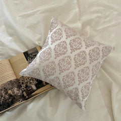 Pink Jacquard Throw Pillow Cover - Blush Baroque