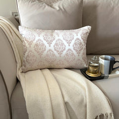 Pink Jacquard Throw Pillow Cover - Blush Baroque