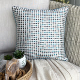 Retro Dots - Blue Jacquard Weave Decorative Euro Sham