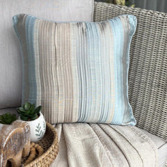 Aqua Martini - Blue Jacquard Silk Throw Pillow Cover