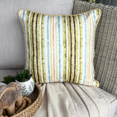 Stripe Up My LIfe - Green Jacquard Silk Throw Pillow Cover